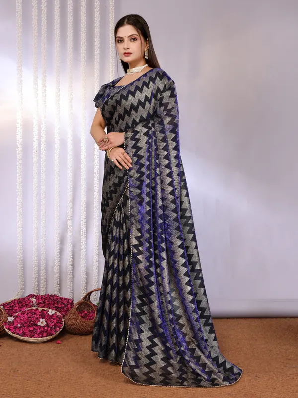 Metallic_Two-Tone_Fabric_Saree_with_Stitched_Blouse