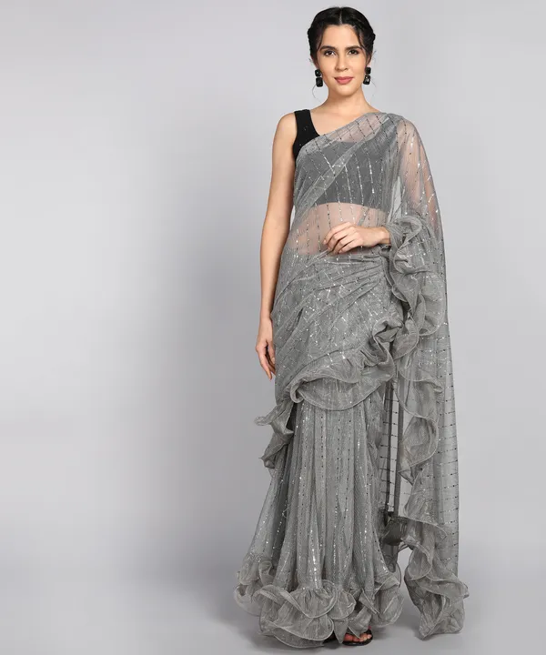 Starlight_Ruffle:_Chic_Saree_in_Moonlight_Crush_Weave
