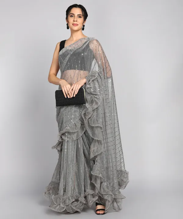 Starlight_Ruffle:_Chic_Saree_in_Moonlight_Crush_Weave