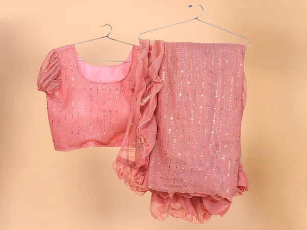 Two-Tone_Ruffle_Saree_in_Portrait_Moonlight_Fabric_with_Mirror_Work_&_Crush_Detail