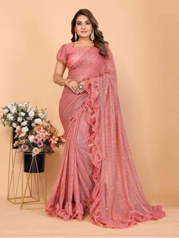 Two-Tone_Ruffle_Saree_in_Portrait_Moonlight_Fabric_with_Mirror_Work_&_Crush_Detail