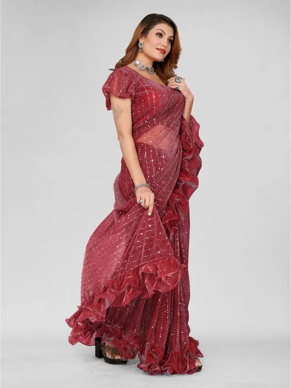 Two-Tone_Ruffle_Saree_in_Portrait_Moonlight_Fabric_with_Mirror_Work_&_Crush_Detail