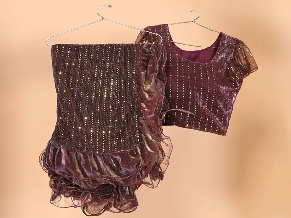 Two-Tone_Ruffle_Saree_in_Portrait_Moonlight_Fabric_with_Mirror_Work_&_Crush_Detail