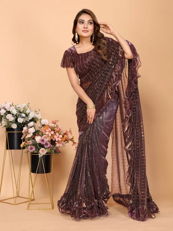 Two-Tone_Ruffle_Saree_in_Portrait_Moonlight_Fabric_with_Mirror_Work_&_Crush_Detail
