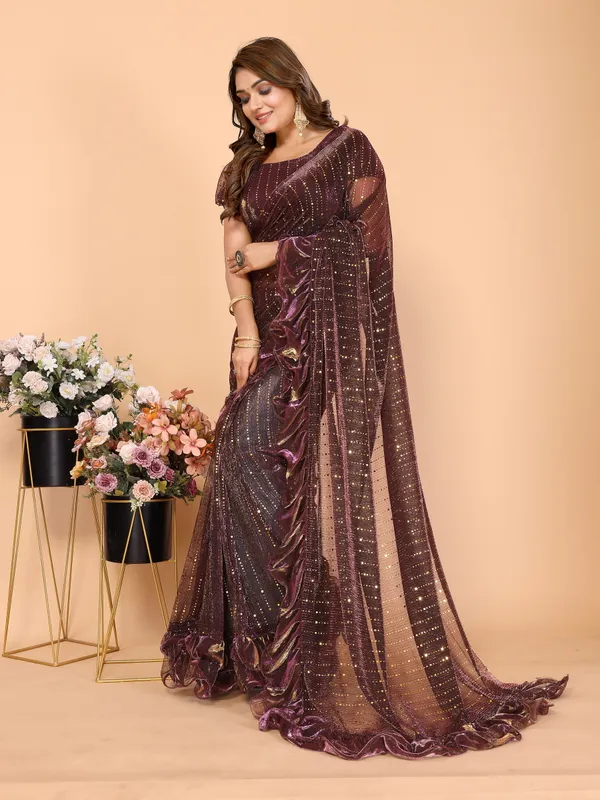 Two-Tone_Ruffle_Saree_in_Portrait_Moonlight_Fabric_with_Mirror_Work_&_Crush_Detail