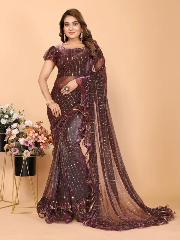 Two-Tone_Ruffle_Saree_in_Portrait_Moonlight_Fabric_with_Mirror_Work_&_Crush_Detail