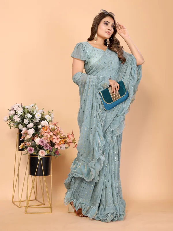 Two-Tone_Ruffle_Saree_in_Portrait_Moonlight_Fabric_with_Mirror_Work_&_Crush_Detail