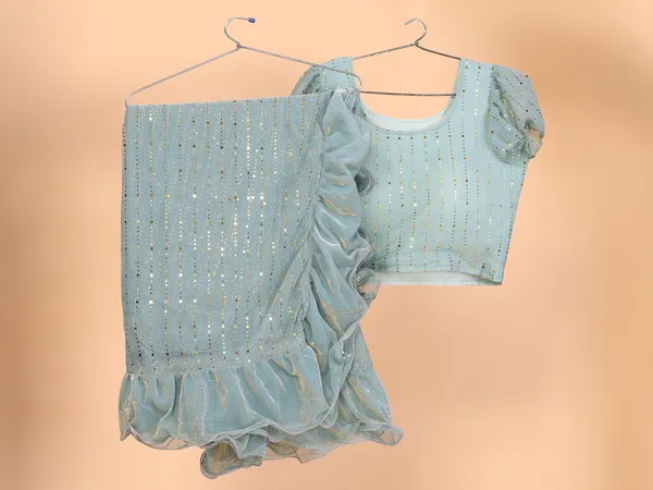 Two-Tone_Ruffle_Saree_in_Portrait_Moonlight_Fabric_with_Mirror_Work_&_Crush_Detail