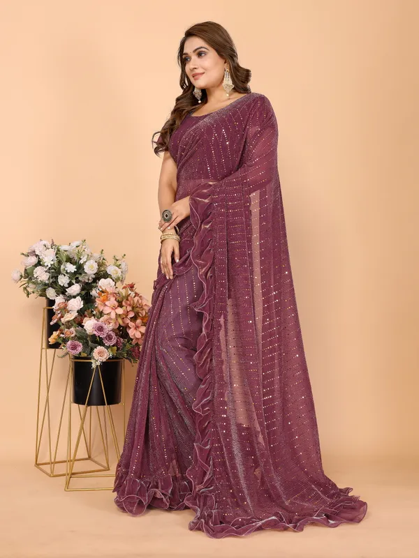 Two-Tone_Ruffle_Saree_in_Portrait_Moonlight_Fabric_with_Mirror_Work_&_Crush_Detail