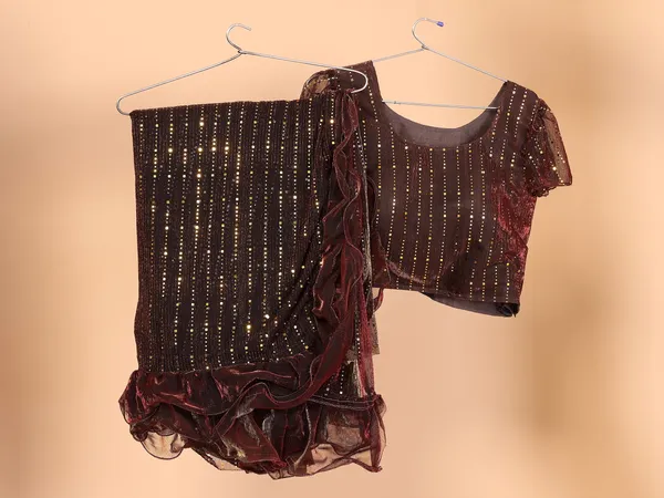 Two-Tone_Ruffle_Saree_in_Portrait_Moonlight_Fabric_with_Mirror_Work_&_Crush_Detail