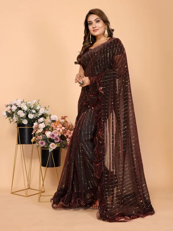 Two-Tone_Ruffle_Saree_in_Portrait_Moonlight_Fabric_with_Mirror_Work_&_Crush_Detail