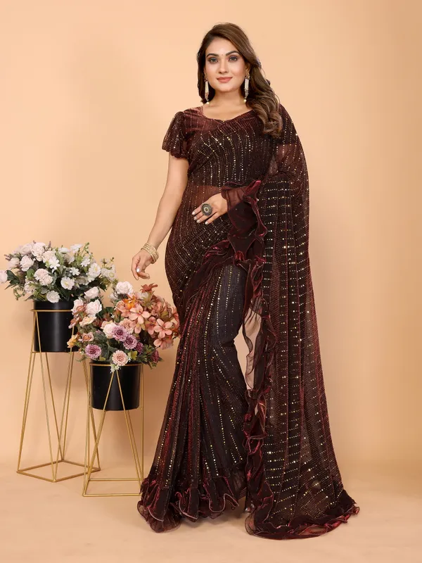 Two-Tone_Ruffle_Saree_in_Portrait_Moonlight_Fabric_with_Mirror_Work_&_Crush_Detail