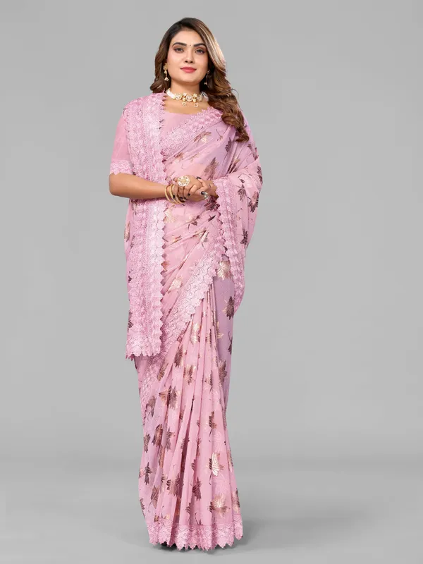 Foil_Work_Saree_in_Rich_Zari_Fabric_with_Intricate_Chemical_Lace
