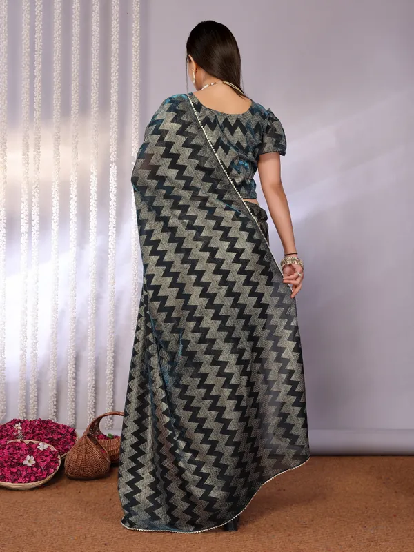Metallic_Two-Tone_Fabric_Saree_with_Stitched_Blouse