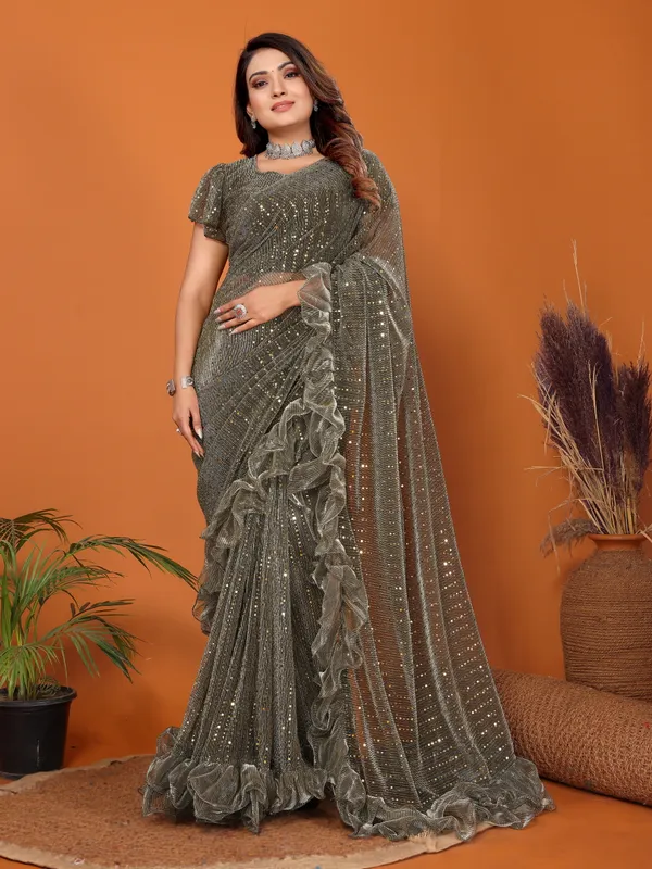 Two-Tone_Ruffle_Saree_in_Portrait_Moonlight_Fabric_with_Mirror_Work_&_Crush_Detail