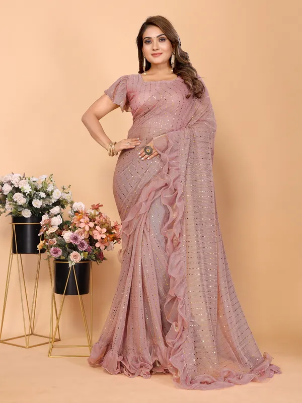 Two-Tone_Ruffle_Saree_in_Portrait_Moonlight_Fabric_with_Mirror_Work_&_Crush_Detail