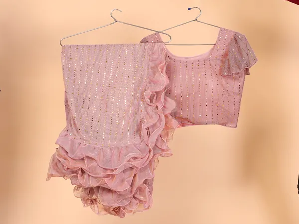 Two-Tone_Ruffle_Saree_in_Portrait_Moonlight_Fabric_with_Mirror_Work_&_Crush_Detail