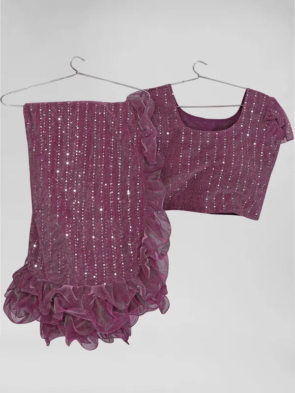 Two-Tone_Ruffle_Saree_in_Portrait_Moonlight_Fabric_with_Mirror_Work_&_Crush_Detail
