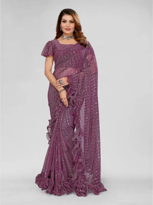 Two-Tone_Ruffle_Saree_in_Portrait_Moonlight_Fabric_with_Mirror_Work_&_Crush_Detail