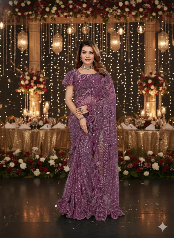 Two-Tone_Ruffle_Saree_in_Portrait_Moonlight_Fabric_with_Mirror_Work_&_Crush_Detail