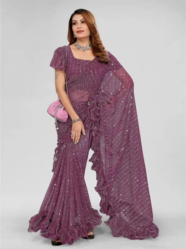 Two-Tone_Ruffle_Saree_in_Portrait_Moonlight_Fabric_with_Mirror_Work_&_Crush_Detail