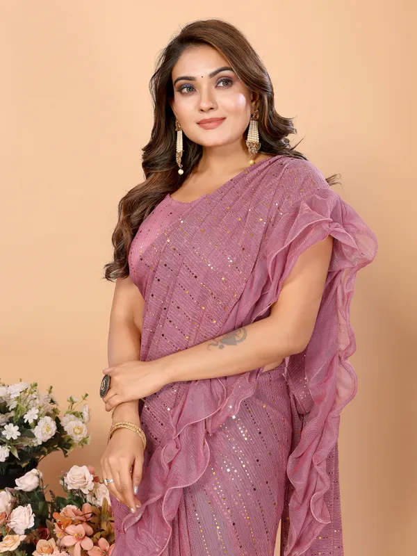 Two-Tone_Ruffle_Saree_in_Portrait_Moonlight_Fabric_with_Mirror_Work_&_Crush_Detail