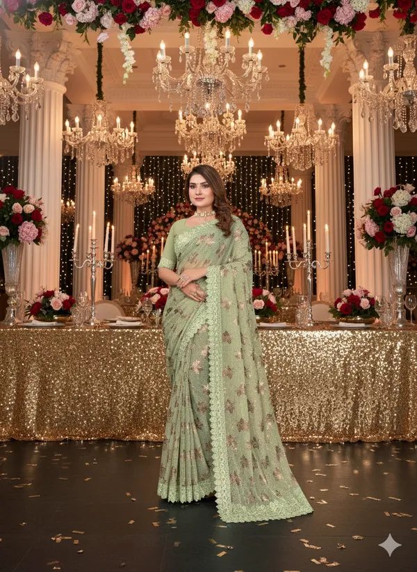 Foil_Work_Saree_in_Rich_Zari_Fabric_with_Intricate_Chemical_Lace