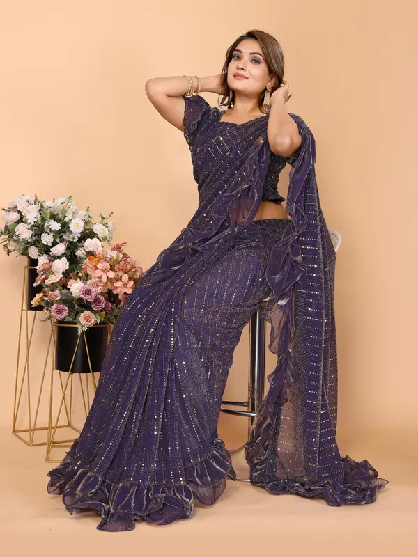 Two-Tone_Ruffle_Saree_in_Portrait_Moonlight_Fabric_with_Mirror_Work_&_Crush_Detail