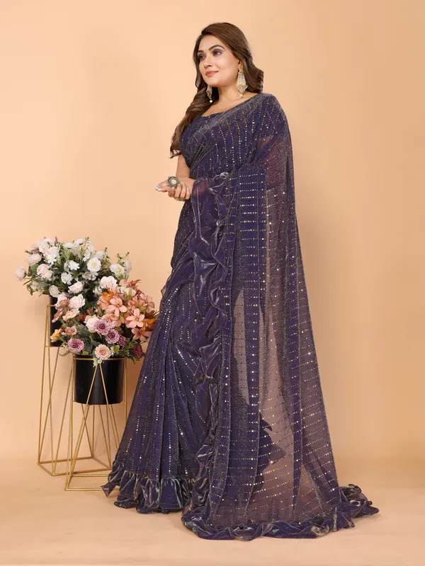 Two-Tone_Ruffle_Saree_in_Portrait_Moonlight_Fabric_with_Mirror_Work_&_Crush_Detail
