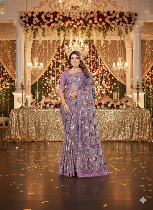 Foil_Work_Saree_in_Rich_Zari_Fabric_with_Intricate_Chemical_Lace