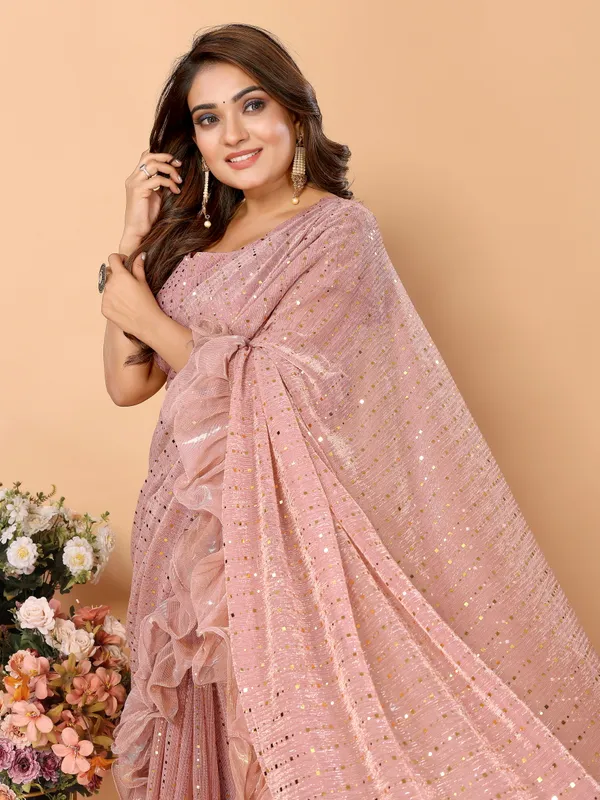Two-Tone_Ruffle_Saree_in_Portrait_Moonlight_Fabric_with_Mirror_Work_&_Crush_Detail