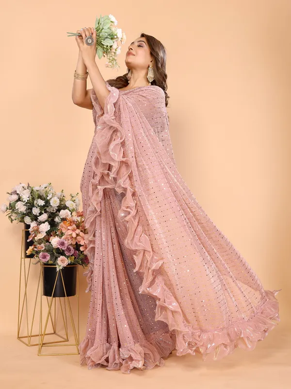 Two-Tone_Ruffle_Saree_in_Portrait_Moonlight_Fabric_with_Mirror_Work_&_Crush_Detail
