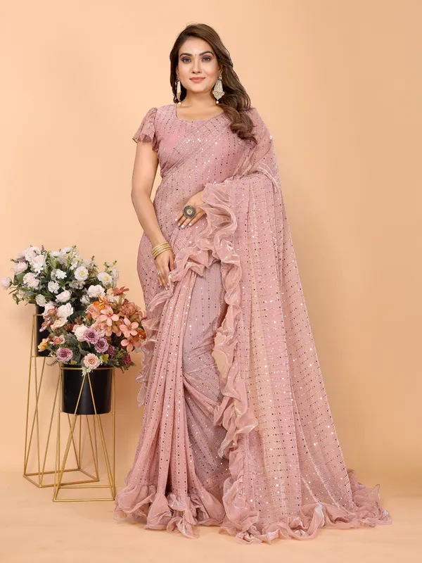 Two-Tone_Ruffle_Saree_in_Portrait_Moonlight_Fabric_with_Mirror_Work_&_Crush_Detail