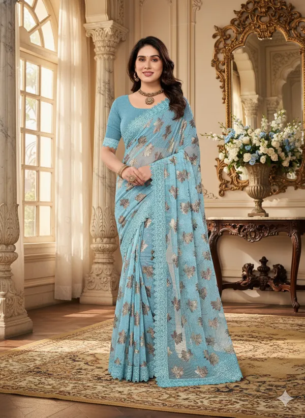Foil_Work_Saree_in_Rich_Zari_Fabric_with_Intricate_Chemical_Lace