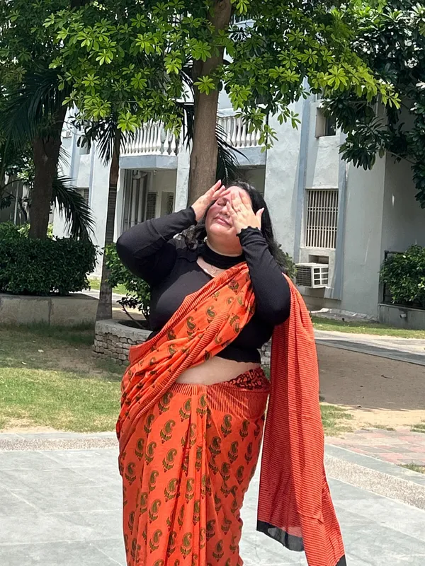 Orange_Cotton_Printed_Saree_With_Blouse_Piece_For_Women_&_Girls