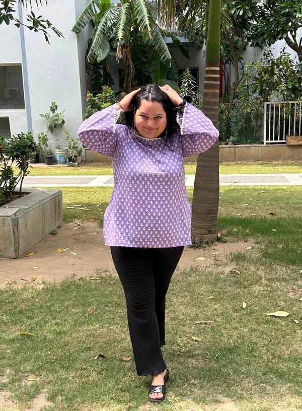 Purple_Cotton_Bell_Sleeves_Kurta_Set_For_Women_&_Girls