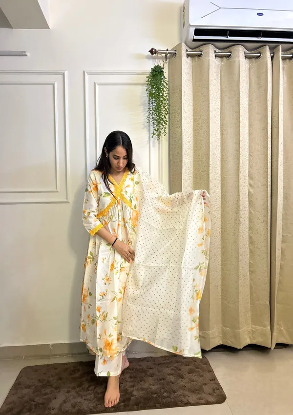 Off_White_&_Musturd_Cotton_Bloom_Floral_A-Line_Suit_Set_With_Dupatta_For_Women_&_Girls