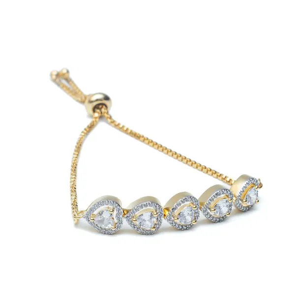 Gold_18Kt_Plating_Heart_Cubic_Zirconia_Diamond_Bracelet_For_Women