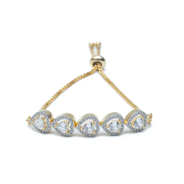Gold_18Kt_Plating_Heart_Cubic_Zirconia_Diamond_Bracelet_For_Women
