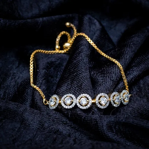 Gold_18Kt_Plating_Round_Cubic_Zirconia_Diamond_Tennis_Bracelet_For_Women