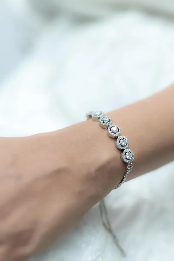 White_18Kt_Plating_Round_Cubic_Zirconia_Diamond_Tennis_Bracelet_For_Women