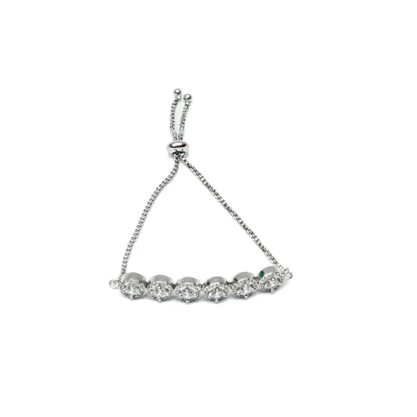 White_18Kt_Plating_Round_Cubic_Zirconia_Diamond_Tennis_Bracelet_For_Women
