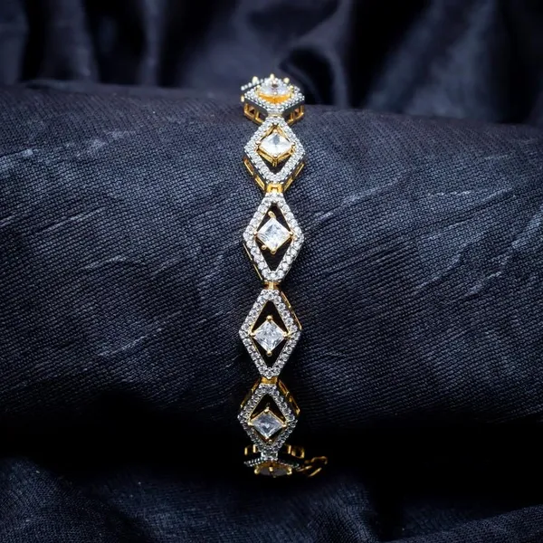Gold_18Kt_Plating_Tennis_Style_Cubic_Zirconia_Diamond_Bracelet_For_Women