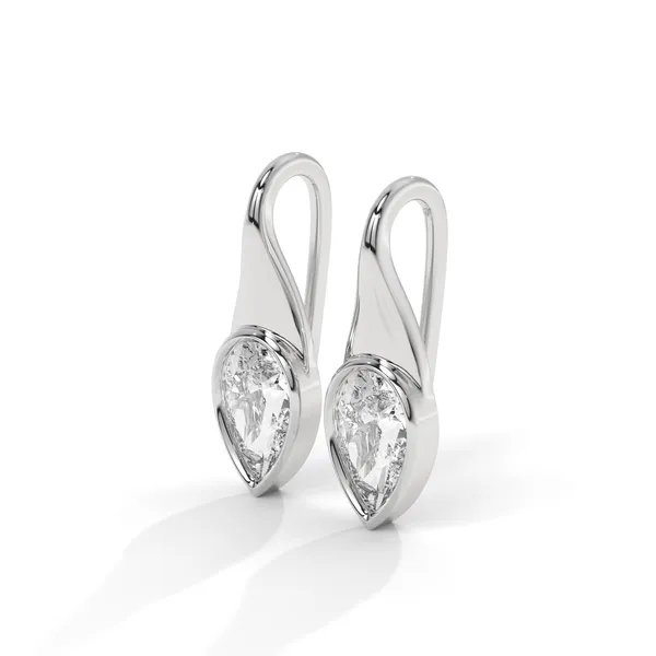 White_18Kt_Plating_Pear_Solitaire_Hoop_Earrings_For_Women