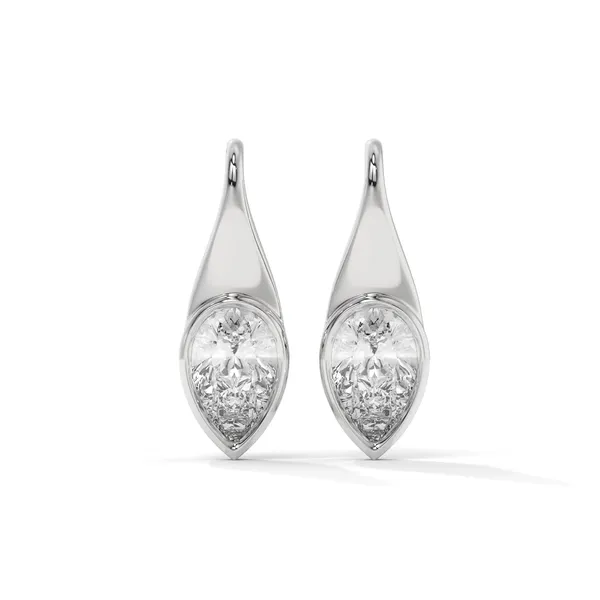 White_18Kt_Plating_Pear_Solitaire_Hoop_Earrings_For_Women