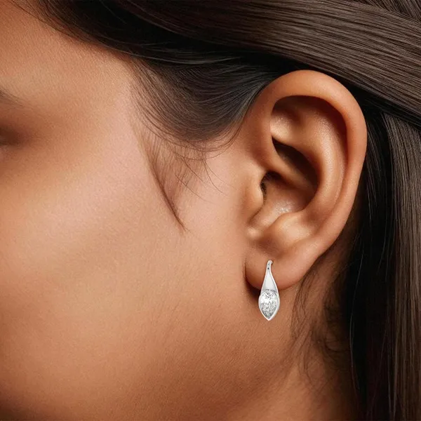 White_18Kt_Plating_Pear_Solitaire_Hoop_Earrings_For_Women
