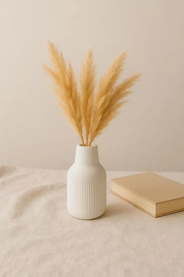 White_Cylindrical_Striped_Vase_|_Reed_Diffuser_|_Flower_Vase_For_Home_Decoration_|_Aesthetic/Minimalist_Home_Decor_(10X5.5X3Cm)