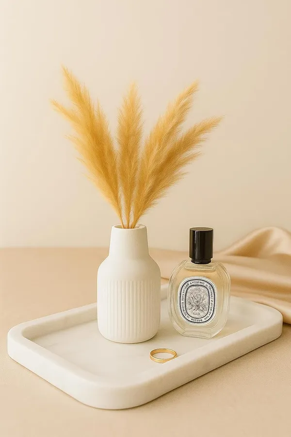 White_Cylindrical_Striped_Vase_|_Reed_Diffuser_|_Flower_Vase_For_Home_Decoration_|_Aesthetic/Minimalist_Home_Decor_(10X5.5X3Cm)