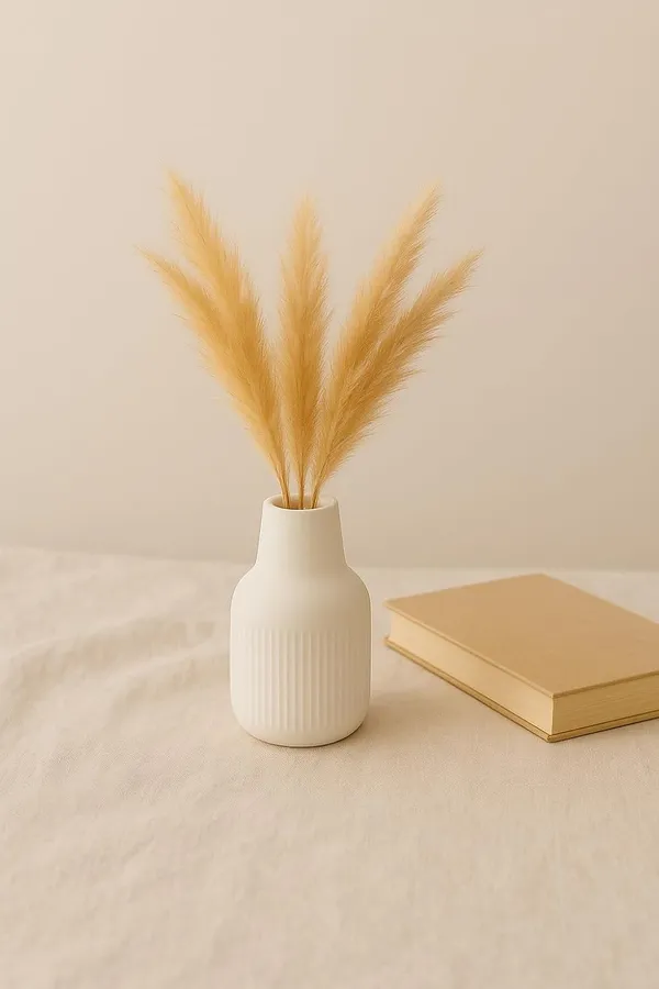White_Cylindrical_Striped_Vase_|_Reed_Diffuser_|_Flower_Vase_For_Home_Decoration_|_Aesthetic/Minimalist_Home_Decor_(10X5.5X3Cm)
