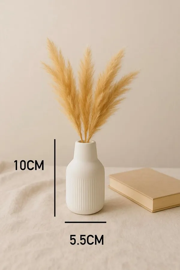 White_Cylindrical_Striped_Vase_|_Reed_Diffuser_|_Flower_Vase_For_Home_Decoration_|_Aesthetic/Minimalist_Home_Decor_(10X5.5X3Cm)